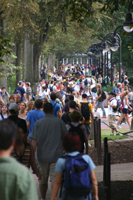 students in mall